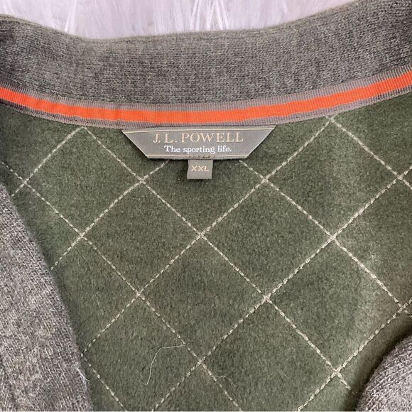 J L Powell The Spirting Life green wool blend sweater utility buttoned vest XXL - Picture 15 of 15